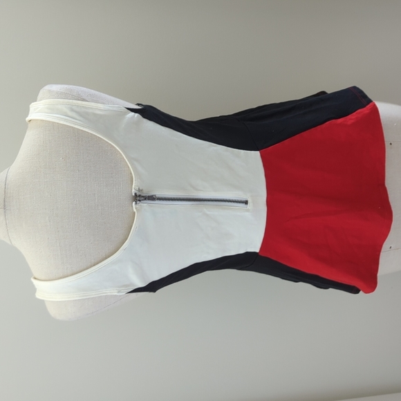 Express cream red and black peplum top medium - Picture 3 of 5